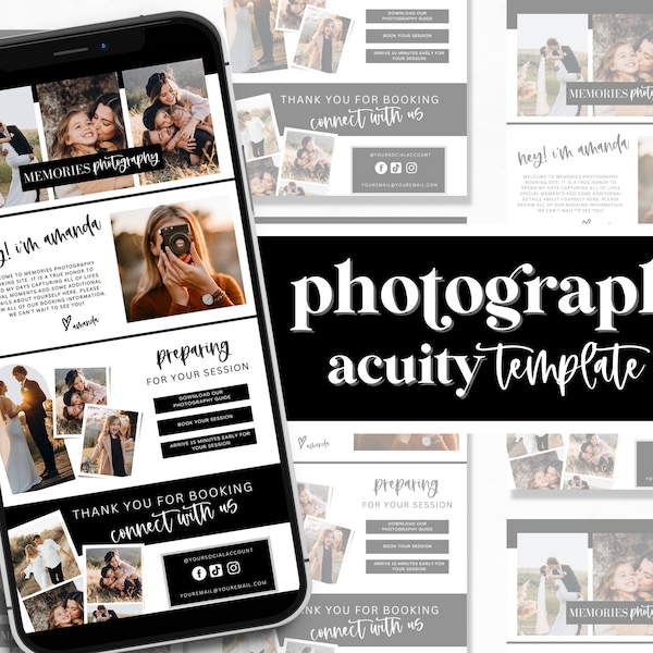 Acuity Scheduling Template - Photographer Acuity Template - Photographer Banners -Photographer Website - Acuity Booking Site