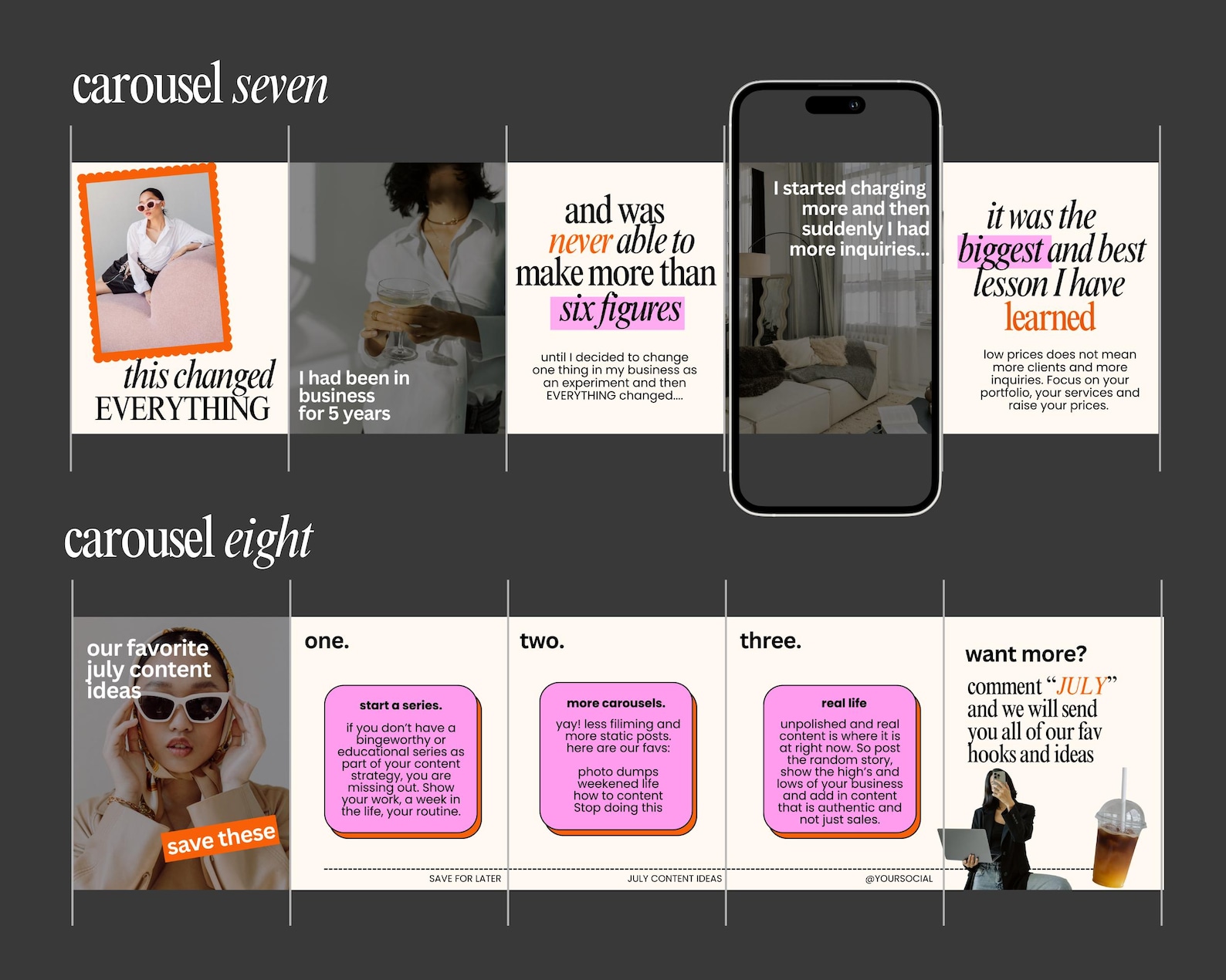 Storytelling Carousel Templates - Social Media Manager - Seamless ...