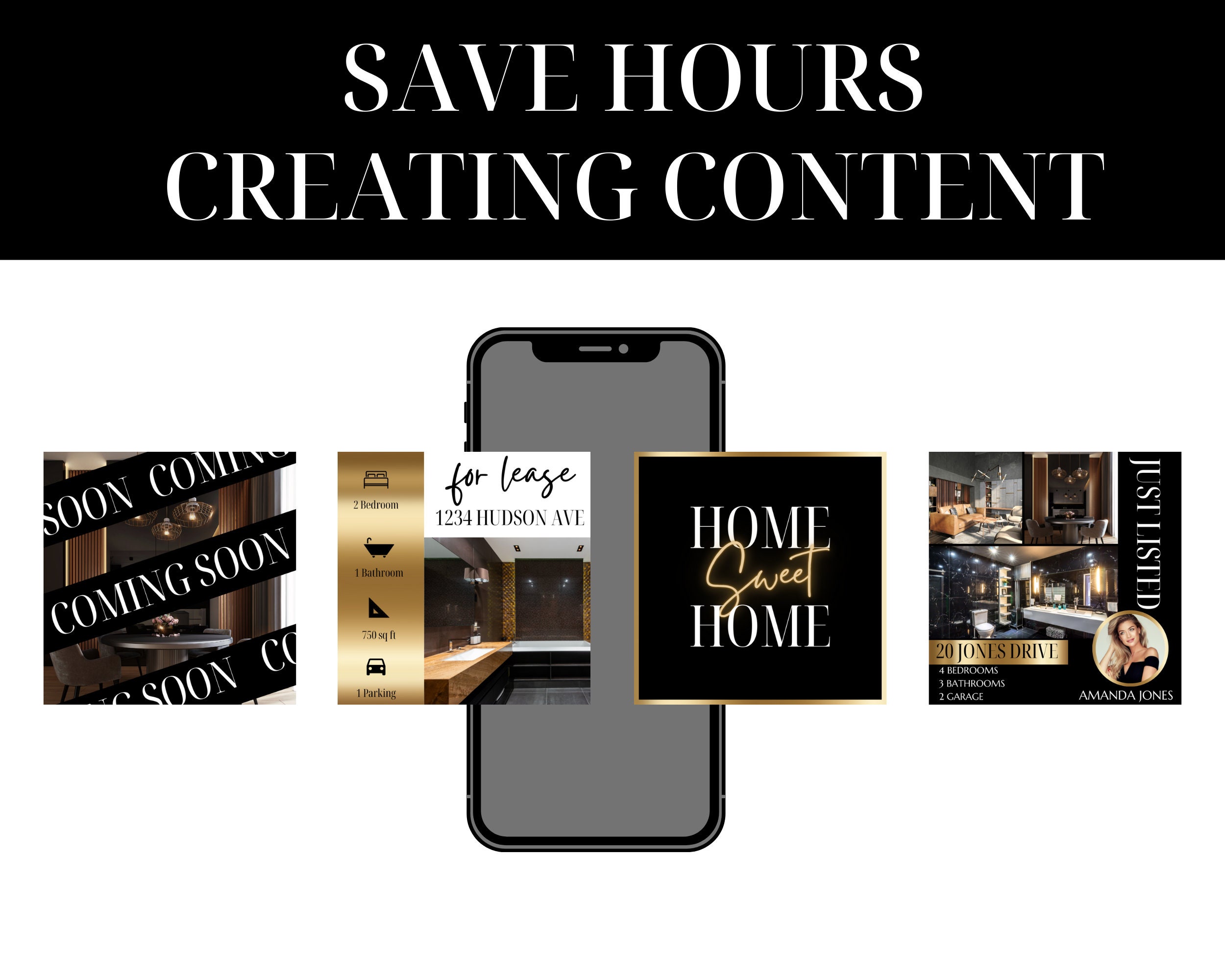 Gold Real Estate Instagram Templates: Realtor Social Media (digital ...