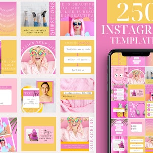 250 Bright Instagram Post Templates - Colorful Instagram Posts - Coach Instagram Templates - Instagram Quotes - Canva Instagram Posts