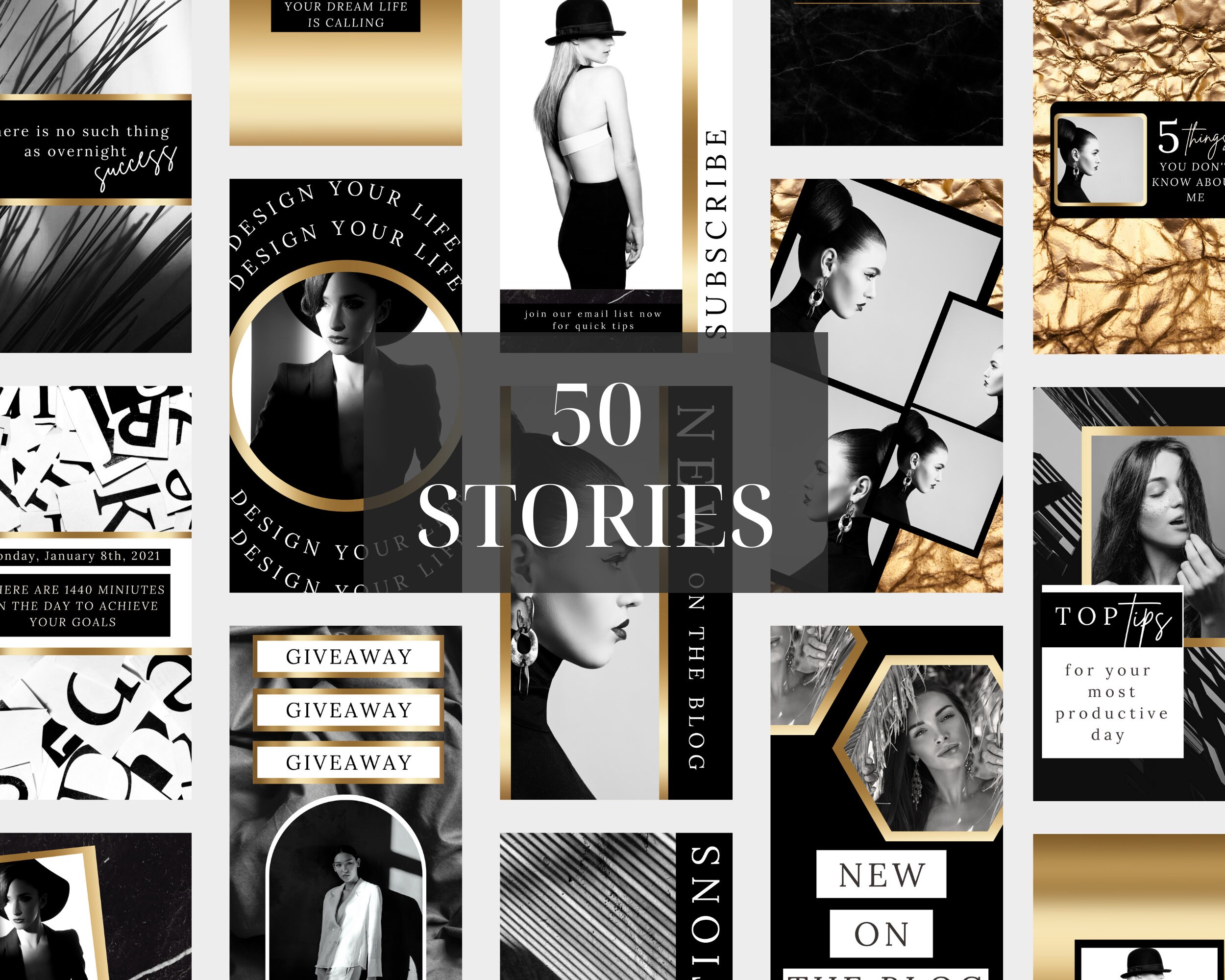 Black and Gold Instagram Post Templates: Canva Editable (digital ...