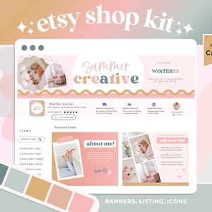 Etsy Shop Kit - Etsy Shop Branding Kit - Etsy Banner - Etsy Shop Bundle - Etsy Shop Template - Etsy Planner - Colorful Etsy Banner - GG02
