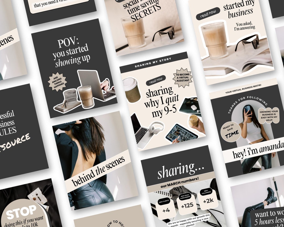 Black & White Social Media Canva Templates: Portrait Instagram Posts ...