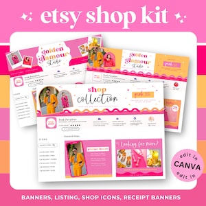 Etsy Shop Kit - Etsy Shop Branding Kit - Etsy Store Banner - Etsy Shop Bundle - Etsy Shop Template - Etsy Guide - Colorful Etsy Banner, GG08