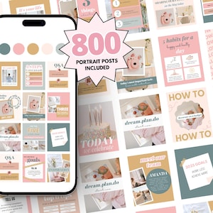 800 Bright Instagram Templates - Social Media Template - Instagram Templates for Business - Pastel Instagram Post - Story Template - GG02