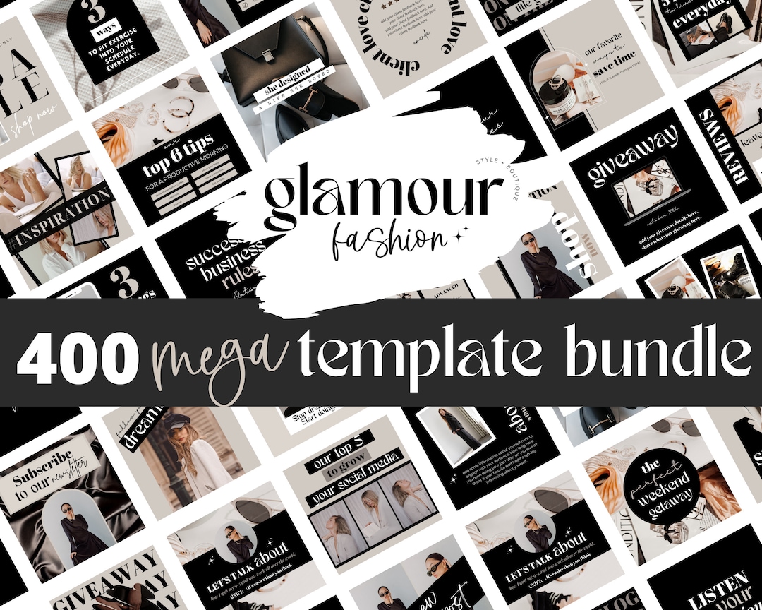 Glamour Fashion Instagram Templates: Black and White Canva Designs - Etsy
