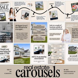 Real Estate Instagram Templates - Realtor Carousel Posts - Seamless Carousels - Realtor Social Media Marketing - Canva Templates