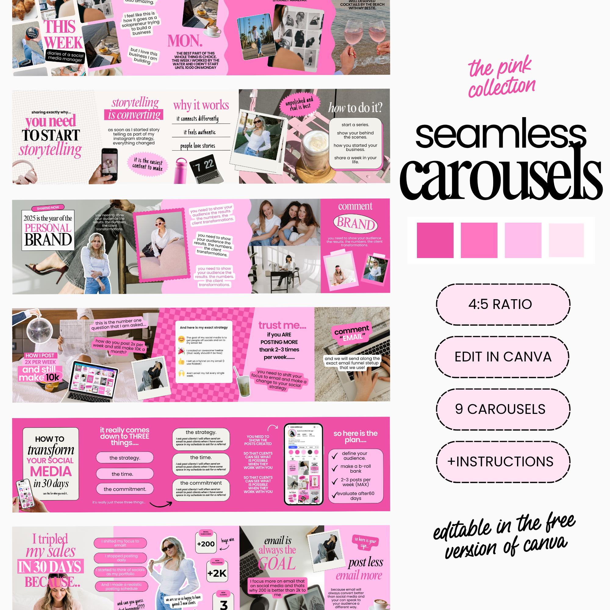 Canva Carousel Templates: Pink Social Media Posts for Coaches - Etsy UK