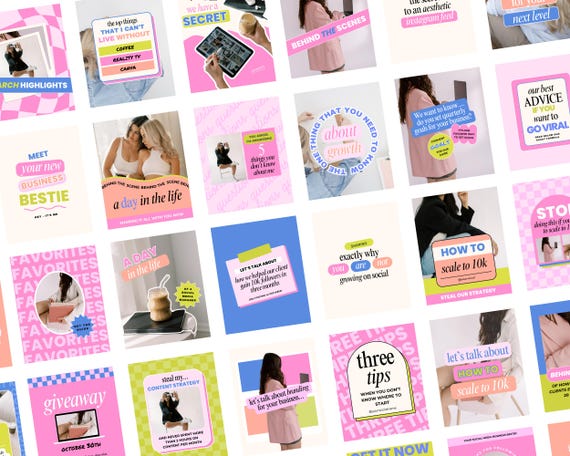Colorful Instagram Templates - Instagram Templates Coach - Instagram Templates for Business - Pink Instagram Templates - Portrait Posts