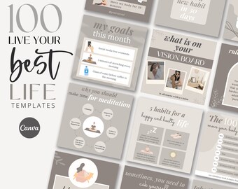 Plantillas de Instagram de bienestar: Publicaciones de coaching de vida en Canva (descarga digital)