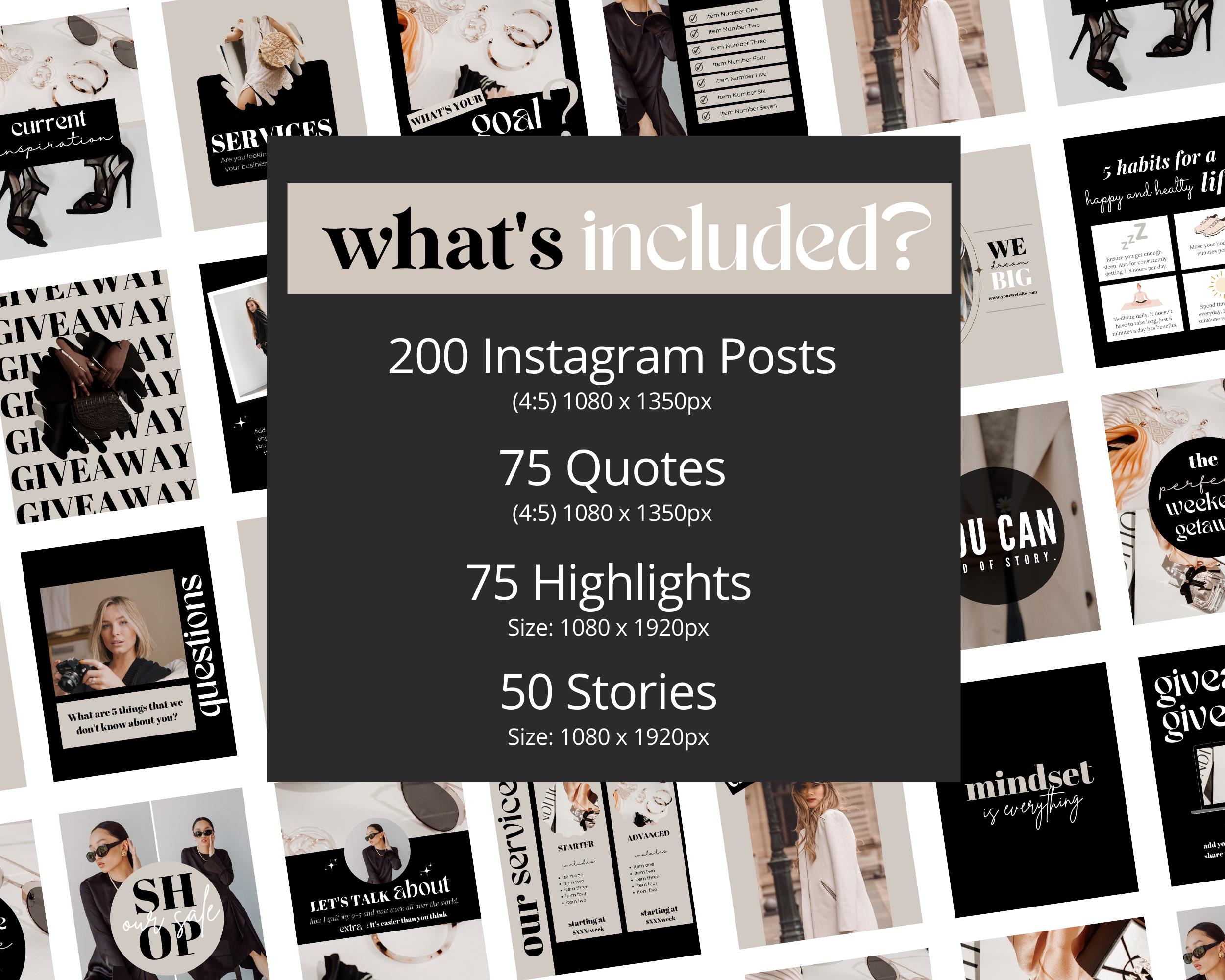 400 Fashion Instagram Templates: Black & White Canva Designs - Etsy