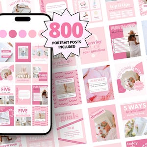 800 Pink Instagram Templates - Instagram Templates Coach - Instagram Templates for Business - Colorful Instagram Templates - Bright