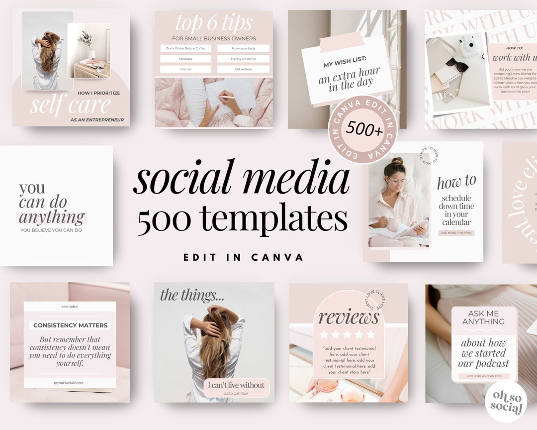 500 Rose Gold Instagram Templates: Social Media Canva Templates - Etsy
