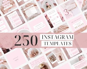 250 Engagement Instagram Post Templates - Business - Pink - Quotes - Canva - Blogger - Social Media - Beauty - Affirmations