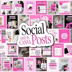 Bold Pink Instagram Templates - Business Coach Instagram - Social Media Manager  - Portrait Instagram - Aesthetic Instagram Feed