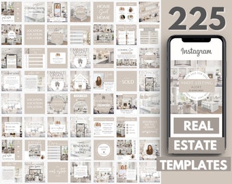 Realtor Instagram Templates: 225 Real Estate Social Media Posts (Digital Download)