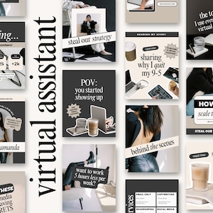 Modelli di assistenti virtuali - Pacchetto di assistenti virtuali - Modelli Canva - Social Media Manager - Modelli di post Instagram in formato verticale