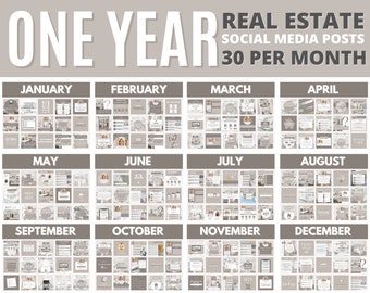 Real Estate Social Media Templates - Monthly Real Estate Instagram Posts - Realtor Social Media - Real Estate Tempalates