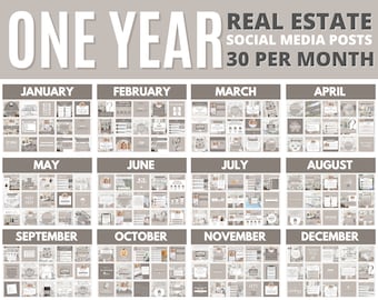 Realtor Social Media Templates: Monthly Instagram Posts (Digital Download)