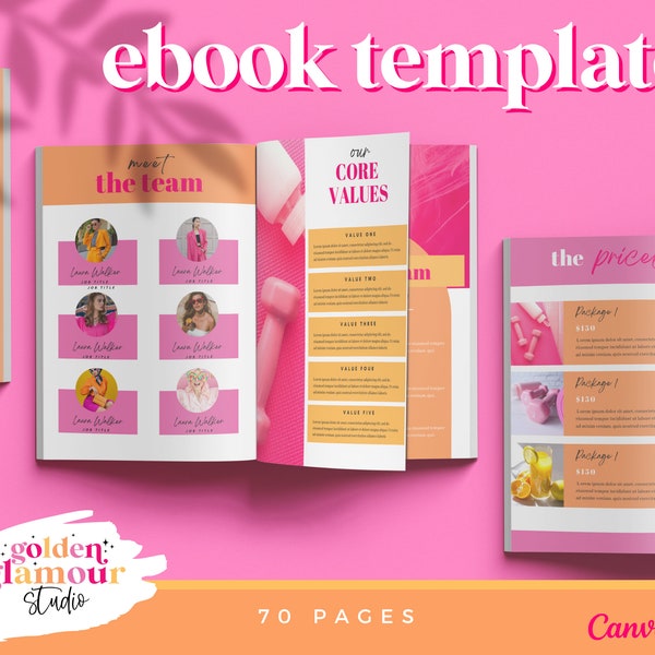 Modèle de livre électronique lumineux Canva - modèle d'ebook et de classeur - créateur d'ebook - aimant principal - modèle de cours - ebook de coaching - coloré, GG01