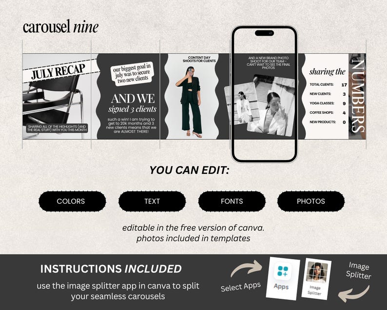 Carousel Instagram Templates: Social Media Manager Canva Layout (Digital Download image 7