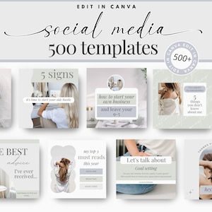 500 plantillas de Canva para redes sociales: Reels y publicaciones de Instagram (descarga digital) imagen 1