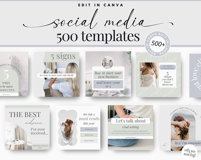 500 plantillas de Canva para redes sociales: Reels y publicaciones de Instagram (descarga digital) imagen 1