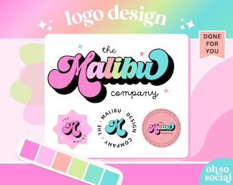 Colorful Retro Logo Design: Small Business Branding (4 Logos)
