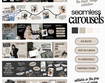 Canva Carousel Templates: Social Media Marketing, Coach Content (9 Seamless Posts, 45 Pages)