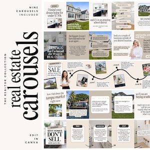 Real Estate Carousel Templates - Real Estate Instagram Templates - Seamless Carousels - Realtor Social Media Marketing - Canva Templates
