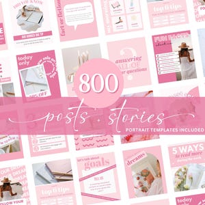 800 Pink Instagram Post Templates - Rose Gold Instagram Templates - Jewelry Instagram Post  - Stories - Canva - Social Media Templates