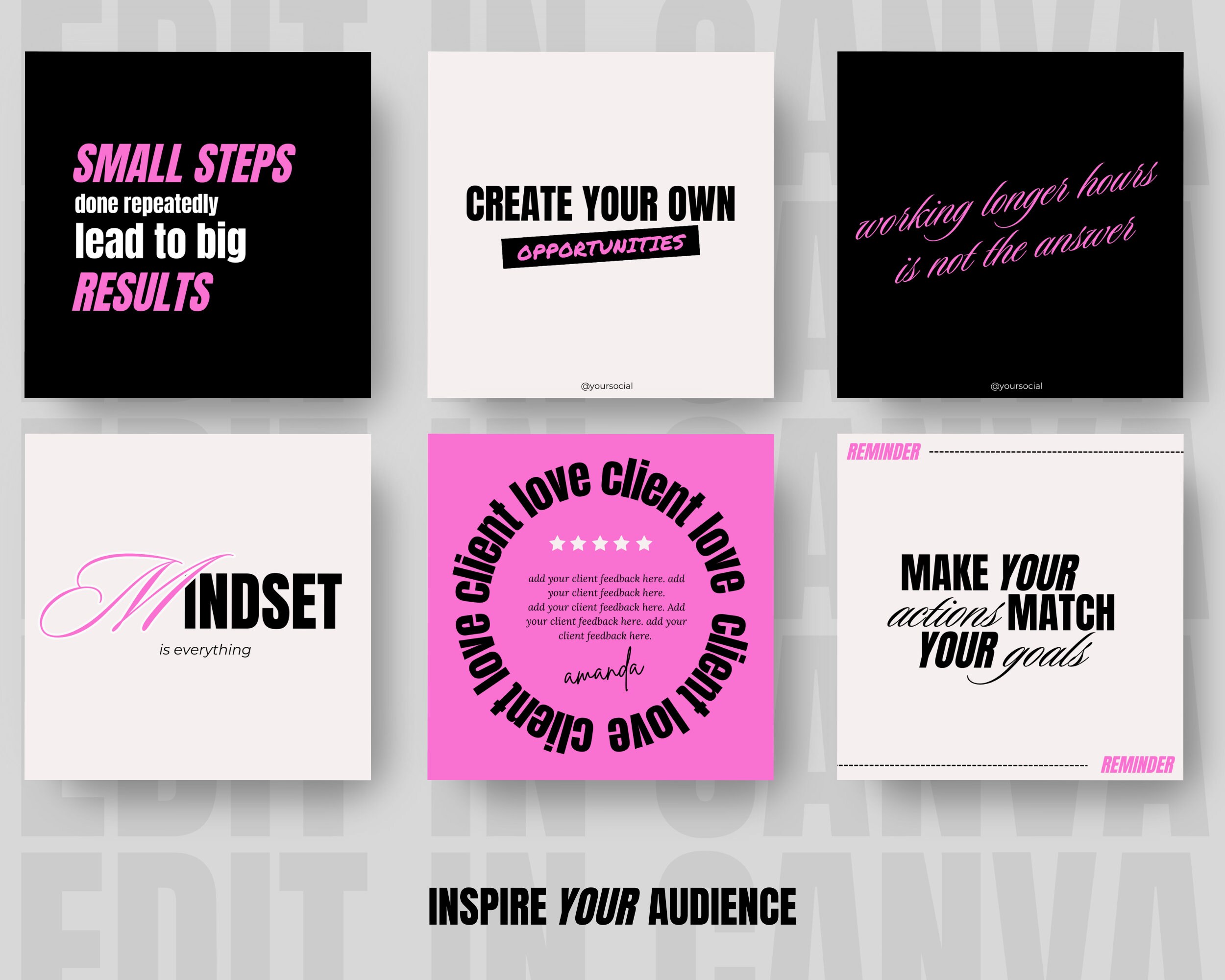 200 Black and White Instagram Templates: Social Media Canva Templates ...