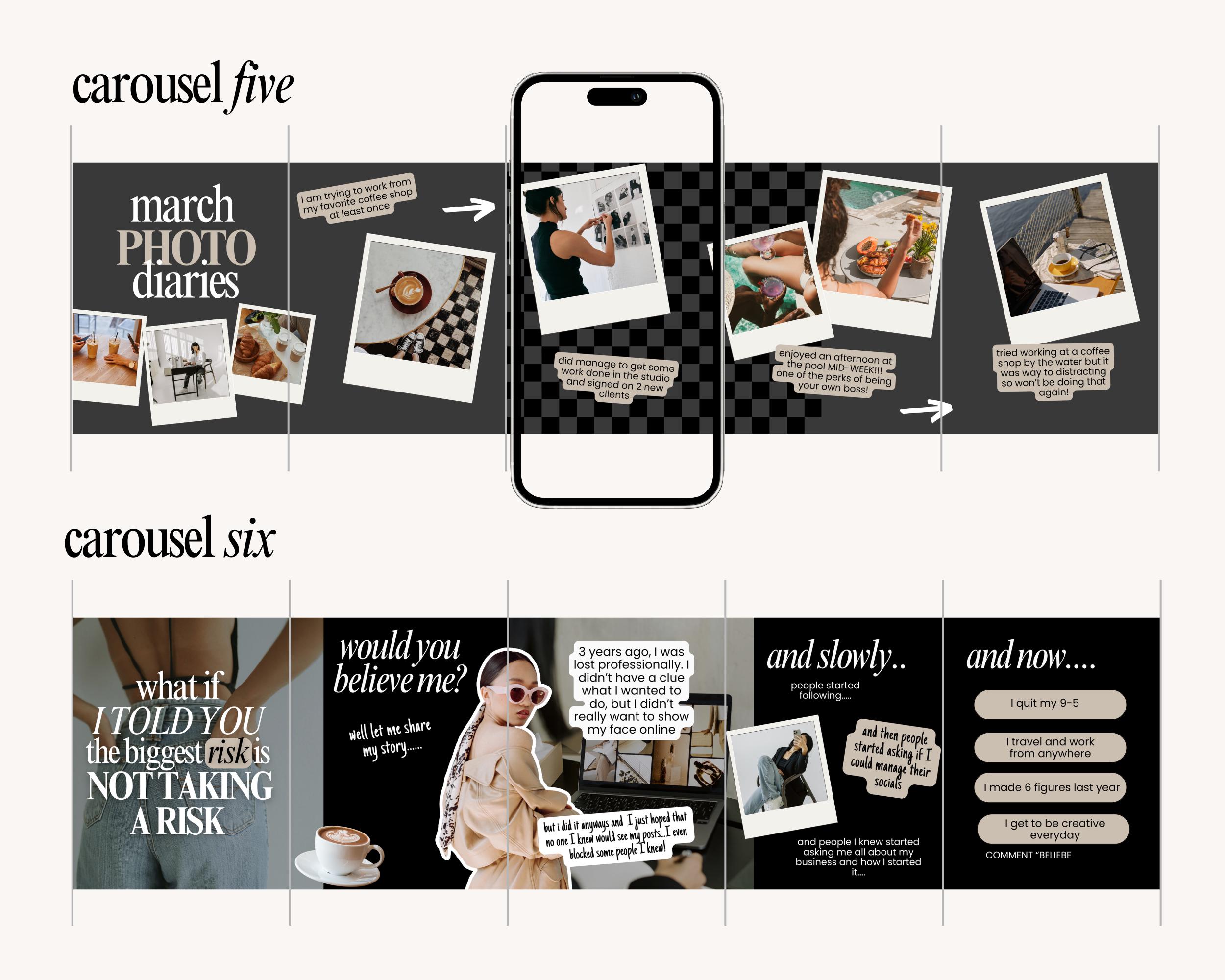 Canva Carousel Templates: Social Media Marketing, Coach Content (9 ...