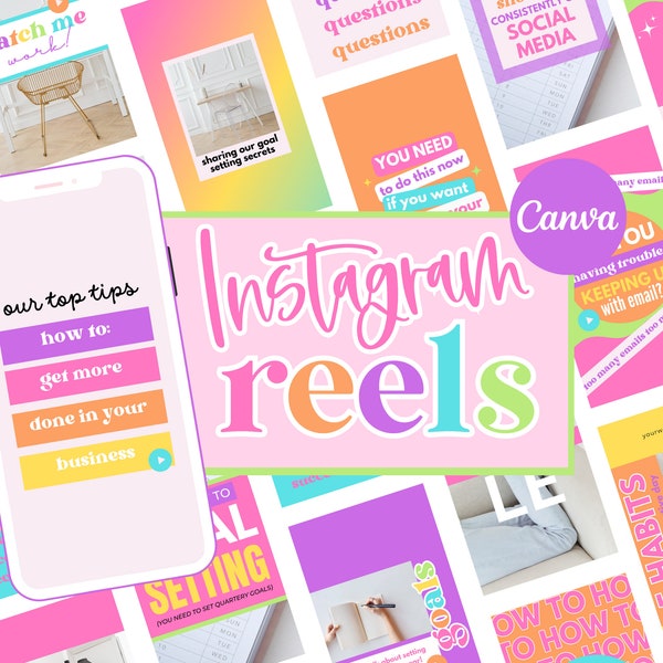 Colorful Reel Template, Instagram Reel Cover,  Instagram Reel Template Canva, Instagram Stories, TikTok, Instagram Templates, Pink, GG08