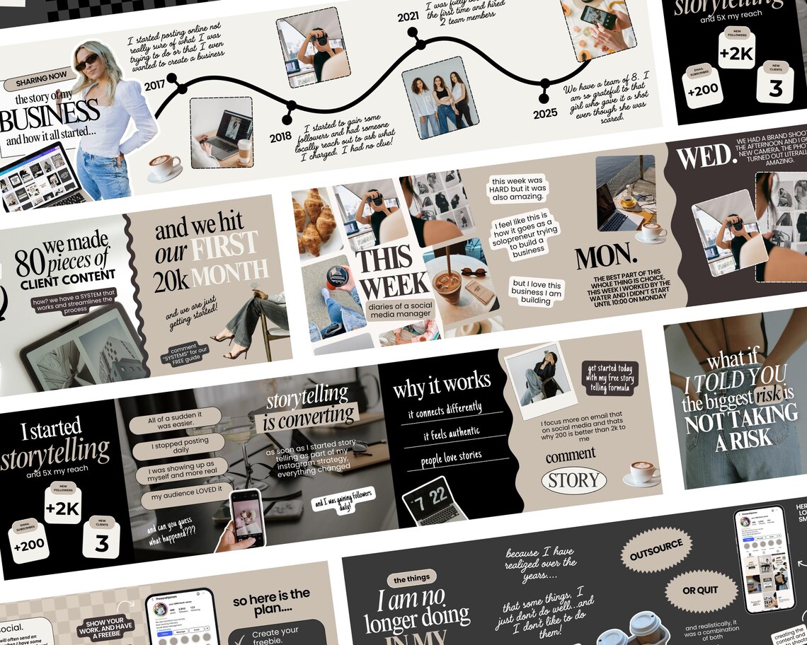 Canva Carousel Templates: Social Media Marketing, Coach Content (9 ...