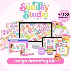 1.300 sjabloon Canva-brandingkit - kleurrijk logo-ontwerp - Instagram-sjablonen - Canva-logo - socialmediakit - haspels - SS01