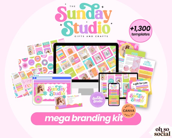 1,300 Template Canva Branding Kit - Colorful Logo Design - Instagram Templates - Canva Logo - Social Media Kit - Reels - SS01