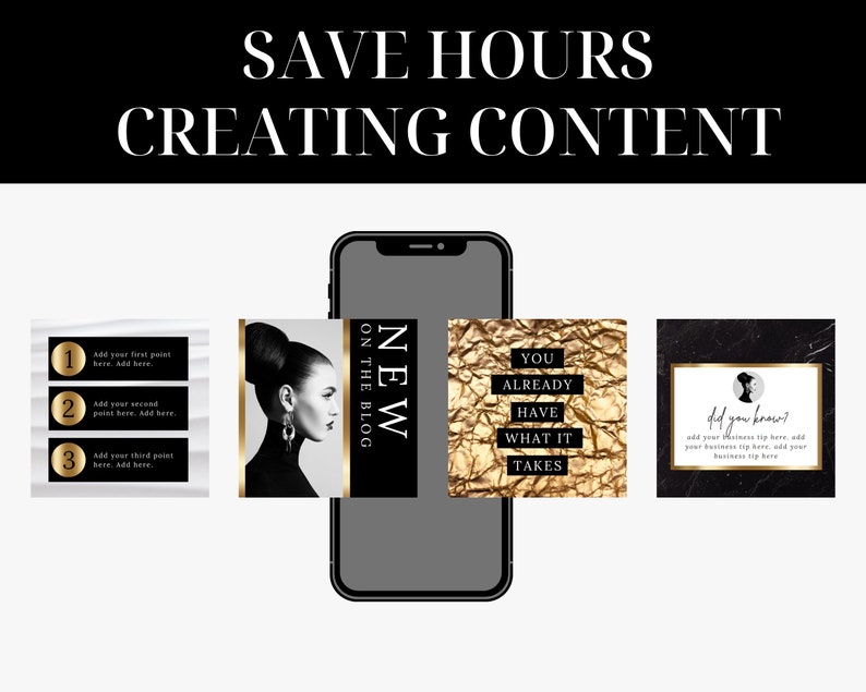 Black and Gold Instagram Post Templates: Canva Editable (digital ...