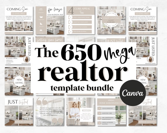 Real Estate Social Media Templates: Instagram Posts & Stories (Canva Editable, Digital Download)