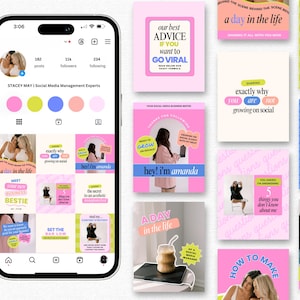 Puede incluir: Un collage de gr&aacute;ficos coloridos de historias de Instagram con consejos para crecer en las redes sociales. Los gr&aacute;ficos presentan texto como "nuestro mejor consejo si quieres volverte viral", "exactamente por qu&eacute; no est&aacute;s creciendo en las redes sociales", "un d&iacute;a en la vida", "conoce a tu mejor amiga", "el secreto de una est&eacute;tica", "pon el list&oacute;n bajo", "c&oacute;mo hacer", "c&oacute;mo escalar", "debes saber", y "roba nuestro contenido".