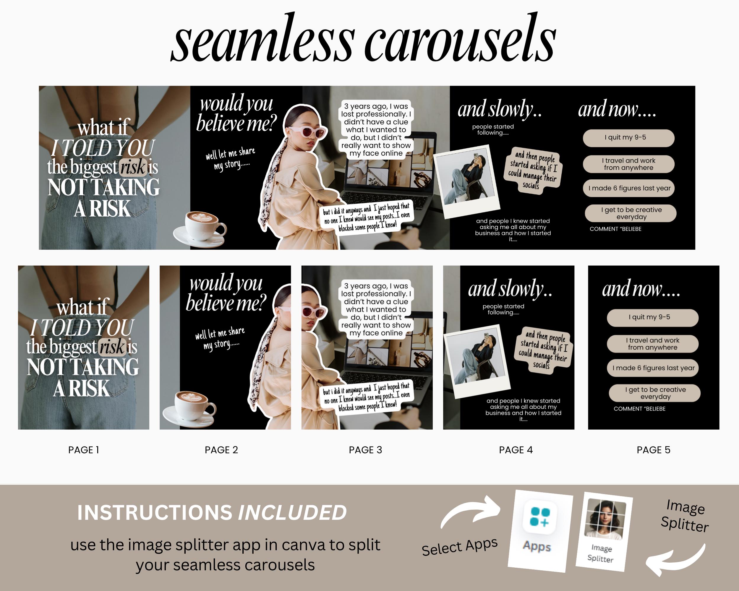 Canva Carousel Templates: Social Media Marketing, Coach Content (9 ...