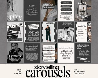 Carousel Templates - Social Media Manager Templates - Seamless Carousels  - Portrait Instagram Posts  - Editorial Instagram - Beige - Modern