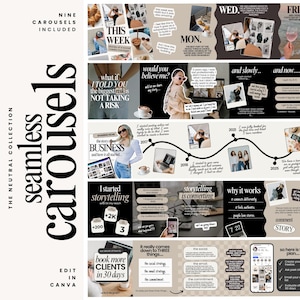 Carousel Templates - Social Media Manager Templates - Seamless Carousels  - Portrait Instagram Posts  - Bold Instagram - Beige Social Media