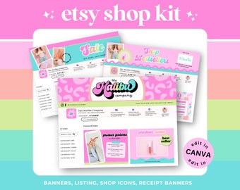 Etsy Shop Kit: Banner & Listing Templates, Shop Icons (Canva Editable)