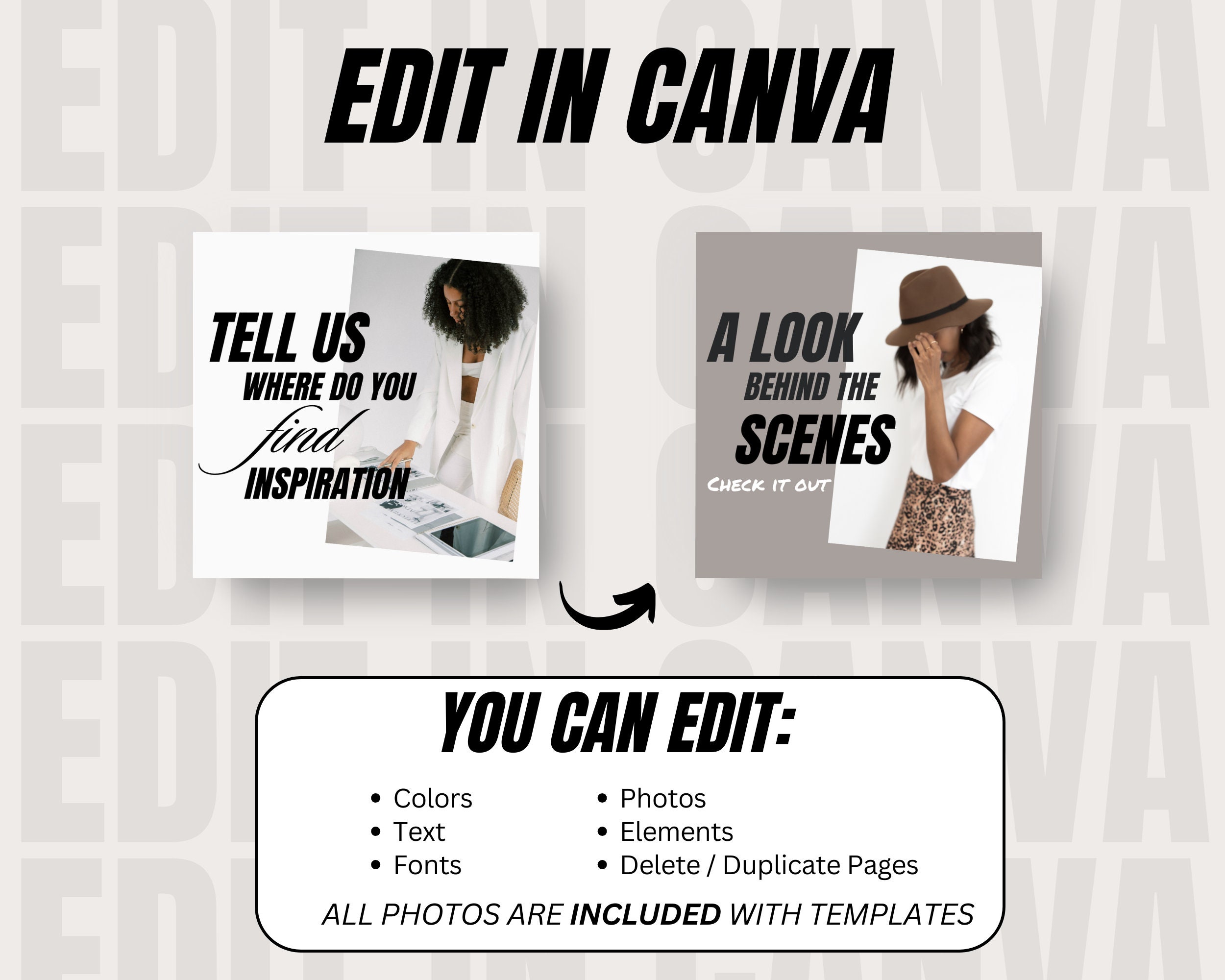 Minimalist Instagram Post Templates: Black and White Canva Designs - Etsy