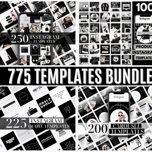 775 Black and White Instagram Post Templates - Engagement -  Course - Blogger - Business - Coach - Quotes - Canva - Fashion - Minimalist