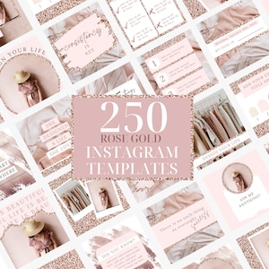250 Rose Gold Engagement Instagram Post Templates - Coach Instagram - Blush Pink Instagram - Quotes - Canva - Blogger - Social Media