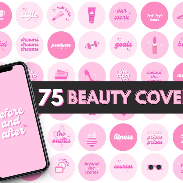 Beauty Highlight Cover - Highlight Cover für Instagram - Wimpern Highlight Cover - Instagram Highlight Cover Pink - Brauen - Haare - Make-up