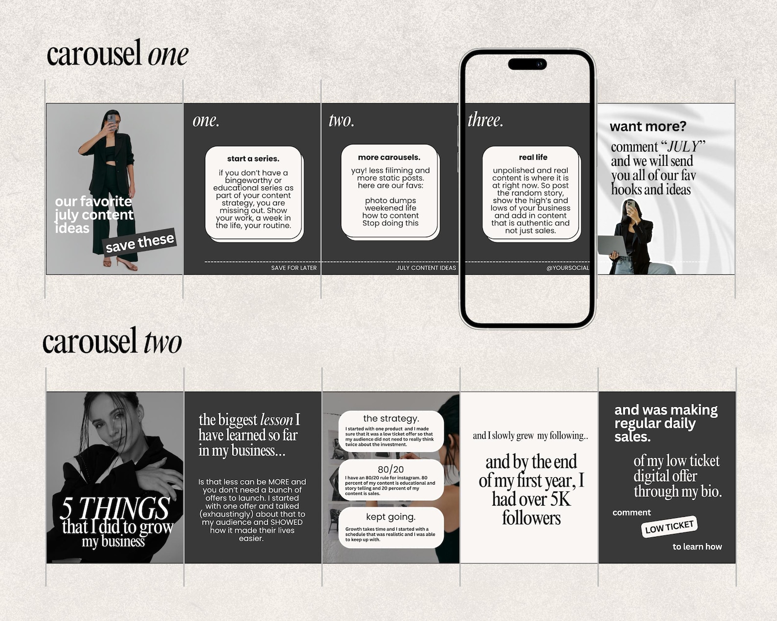 Canva Carousel Templates: Beige Editorial Instagram Posts - Etsy