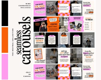 Storytelling Carousel Templates - Social Media Manager - Seamless Carousels  - Portrait Instagram Posts  - Bold Instagram - Content Creator